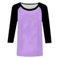 thumbnail image 5 of UngA Tshirts for Women Womens Long Sleeve Crewneck Shirts Fall Winter Casual Work Tops Loose Fit Clothes Trendy Basic Outfits 2025 Purple,M, 5 of 6