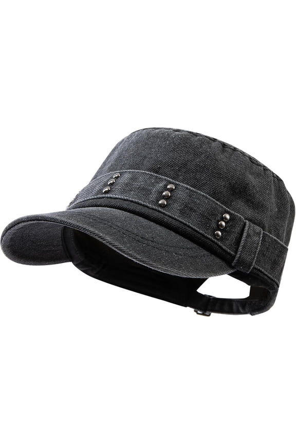 Army Cap Short Brim Hats for Men Denim Cotton Flat Top Baseball Cap Casual Umpire Cadet Cap Military Hat