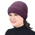 thumbnail image 5 of Only Moment Men's Winter Beanie Hat Dark Purple knit Thermal Polar Fleece Ski Stocking Skull Cap for Men and Women One Size, 5 of 5