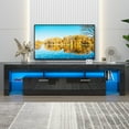 thumbnail image 2 of UHOMEPRO TV Stand for TV up to 80", High Gloss Entertainment Center with RGB LED Lights and Storage Shelves, Black Media Console for Living Room, 2 of 13