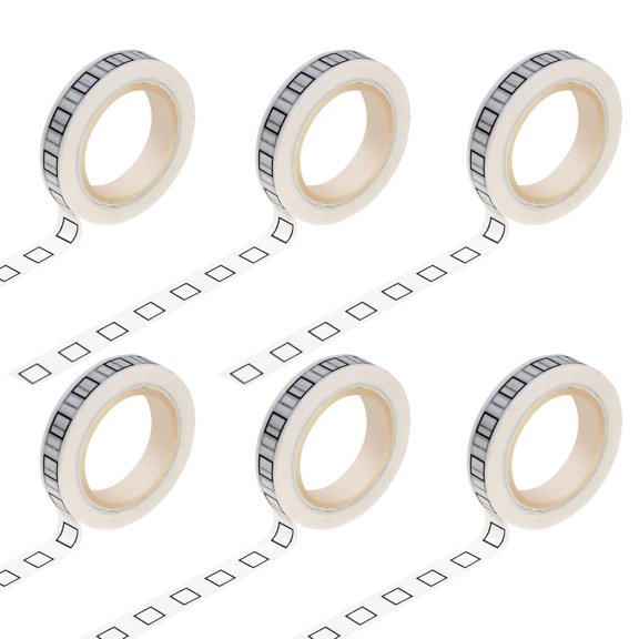 Deralaon 6 Rolls Checkbox Washi Tape 8MM, Self-Adhesive Decorative Tape for Planner Scrapbooking DIY Craft Home School Office