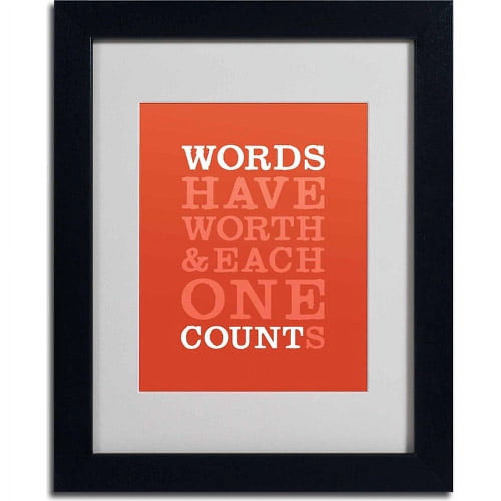 Trademark Fine Art "Words Worth II" Canvas Art by Megan Romo, Black Frame