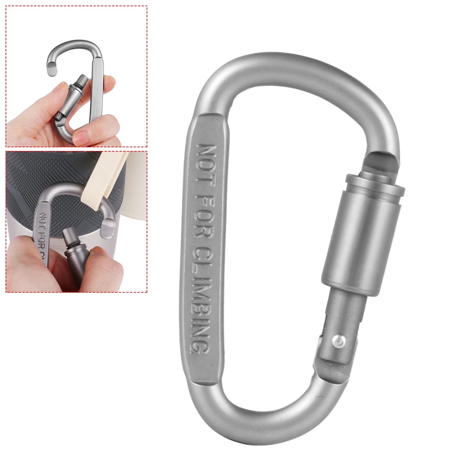 Traveling Backpack Fishing Camping Aluminum Alloy D-Ring Locking Carabiner Clip Keychain Hook Clips Locking Carabiner Hiking Clips with Screw Gate Lock Heavy Duty for Outdoor Hiking