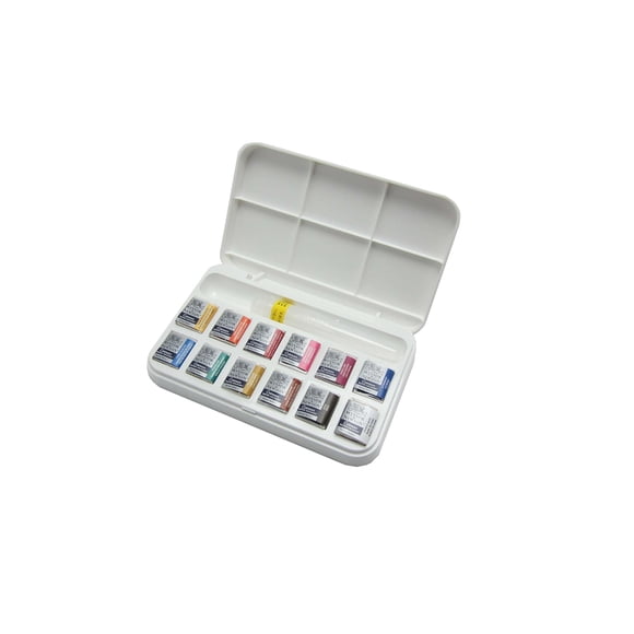 Winsor & Newton Poêle Demi-Cotman avec Brosse à Eau 12 Couleurs
