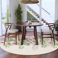 thumbnail image 5 of Colorful Flowers Round Rug 7ft Washable Circle Rugs Non Slip Spring Floral Leaves Botanical Country Beige Large Area Rug Indoor Floor Carpet for Bedroom Kitchen Living Room Home Office Dining Room, 5 of 8