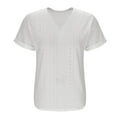 thumbnail image 7 of Women's Blouses Dressy Casual Lace V Neck Cap Sleeve Eyelet White Tops Summer Loose Fit Basic Tunic Blouses (XL, White), 7 of 7