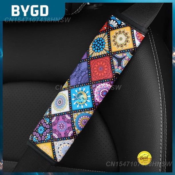 Color Glass Printed Leather Version Safety Belts Shoulder Protection Anti-tangle Artifact Auto Seat Belt Covers Comfortable03China He Qiyong unisex