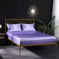 thumbnail image 3 of Juego de cama de satén de seda de 4 piezas con sábana bajera, sábana encimera, almohada, transpirable, suave y cómodo, color morado (completo), 3 of 5