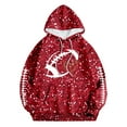 thumbnail image 3 of Glitter Sparkle Football Hoodies for Women Fall Winter Casual Sequins Hooded Sweatshirt with Pockets Y2K Pullover Tops, 3 of 5