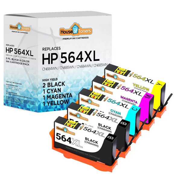 Houseoftoners Cartouche d'Encre Remanufacturée pour HP 564TG Haute Capacité Remplacement pour HP 564TG Photosmart (B8550, C6380, D5445, D5460, C6350, D7560, B8500, B8553, B8558, C510) - Lot de 5 (Multicolore)