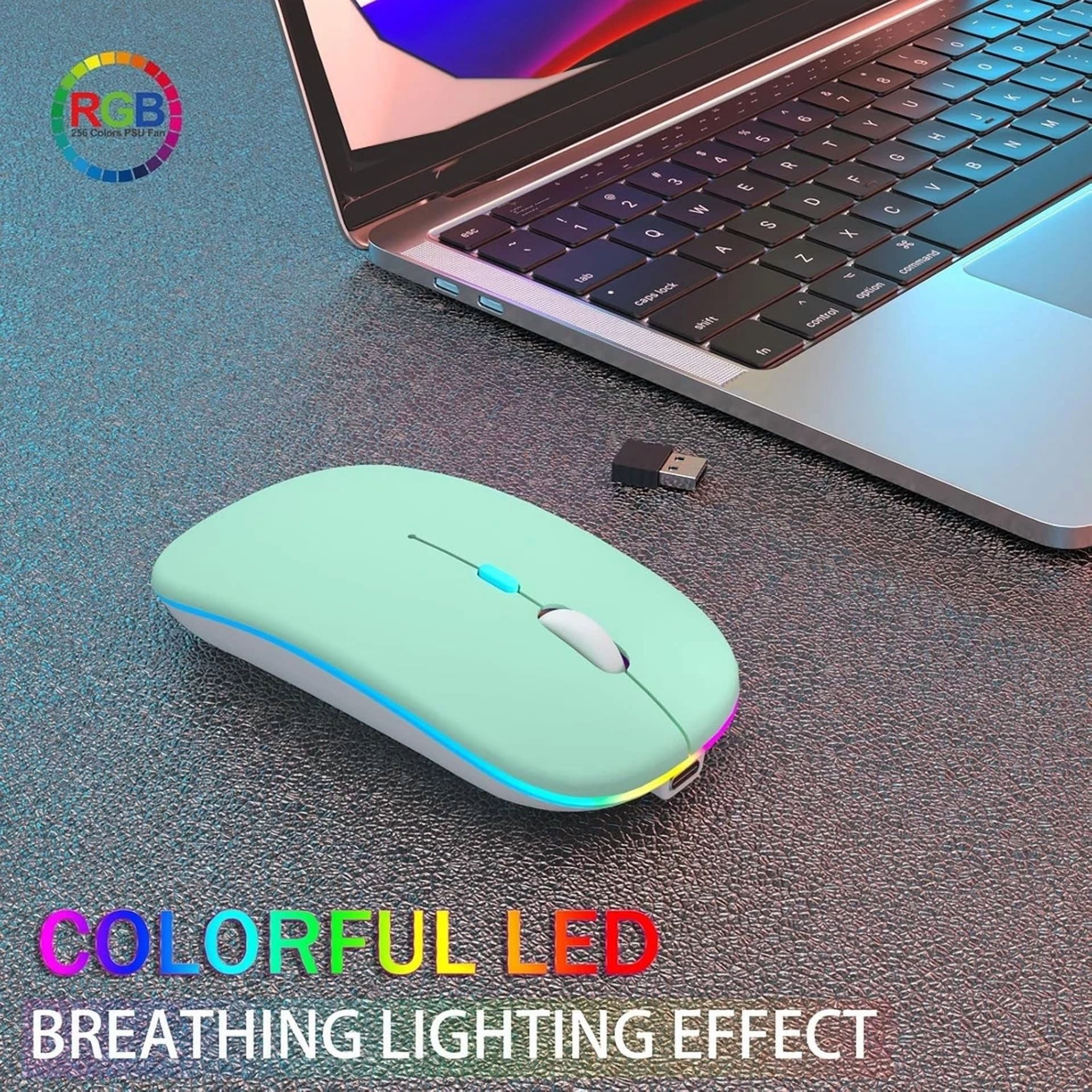 CIRCLE- Wireless Bluetooth Mouse - Rechargeable Laptop Mice - With Led Green