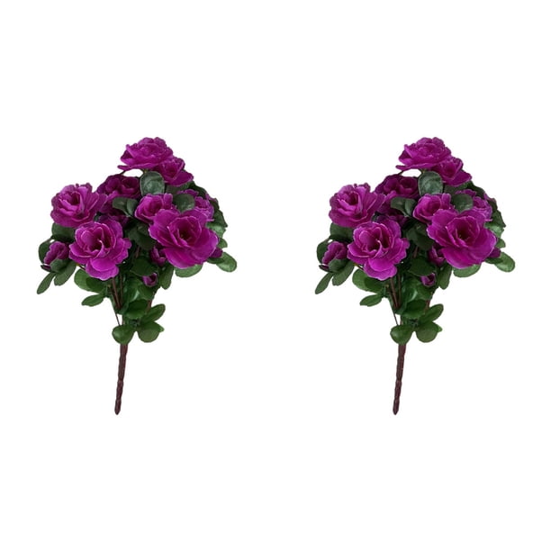 Advancent 2 piezas de plantas y flores artificiales para interiores o exteriores con elegantes flores falsas de bajo mantenimiento Decoración púrpura