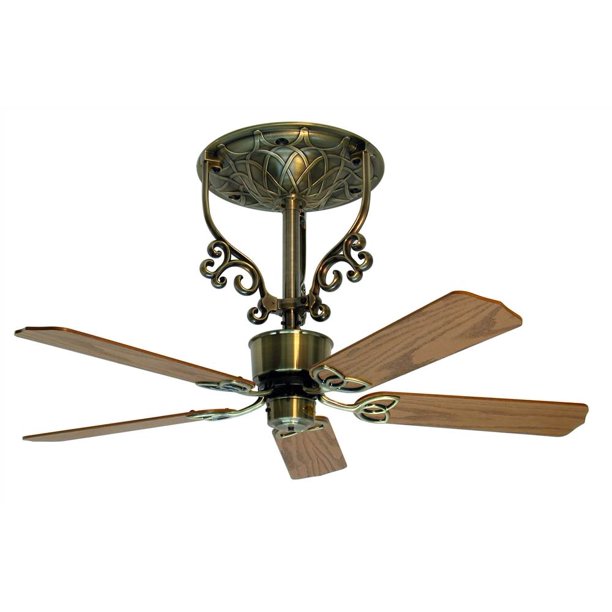 Americana Short Height Ceiling Fan in Antique Brass