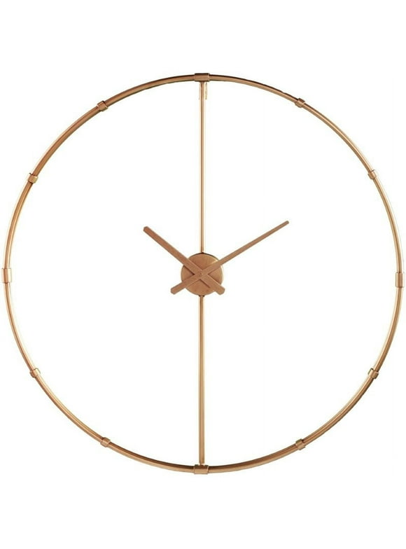 SEI Furniture Duzen 33" Round Large Metal Wall Clock in Gold