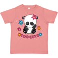 thumbnail image 3 of Inktastic Too Cute Baby Panda with Flowers Girls Toddler T-Shirt, 3 of 5