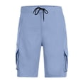 thumbnail image 4 of Resicozy Mens Cargo Shorts Lightweight Elastic Waist Knee Length Bermuda Shorts with Pockets Summer Short Cargo Pants Light Blue 2XL, 4 of 7