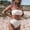 White, variant on hoksml Retro Swimsuits for Women,Sexy Women Solid Color Tube Top Backless Bikini Two Pieces Swimwear Swimsuit Beachwear Set
