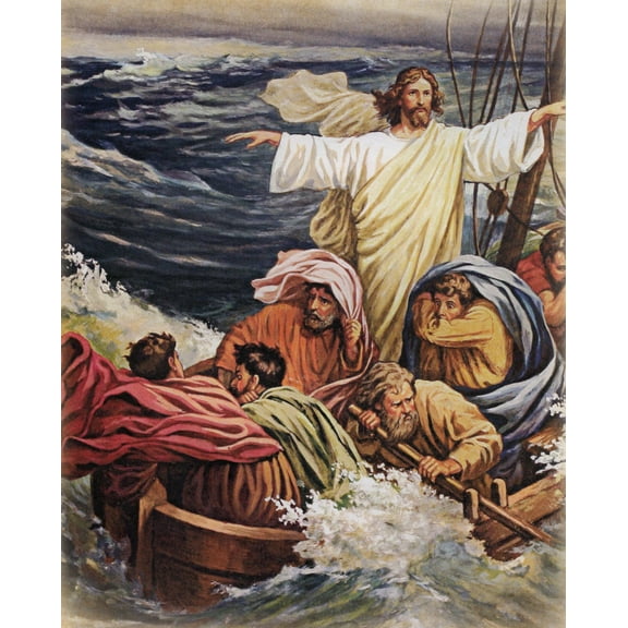 Catholic print picture - Jesus Calms the Storm 2T - 8" x 10" ready to be framed
