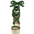 thumbnail image 6 of BLISSFUL STEP Women's Shoes Faux Suede Platform Wedge Heel Lace Up Open Toe Sandals  Green 8.5, 6 of 8