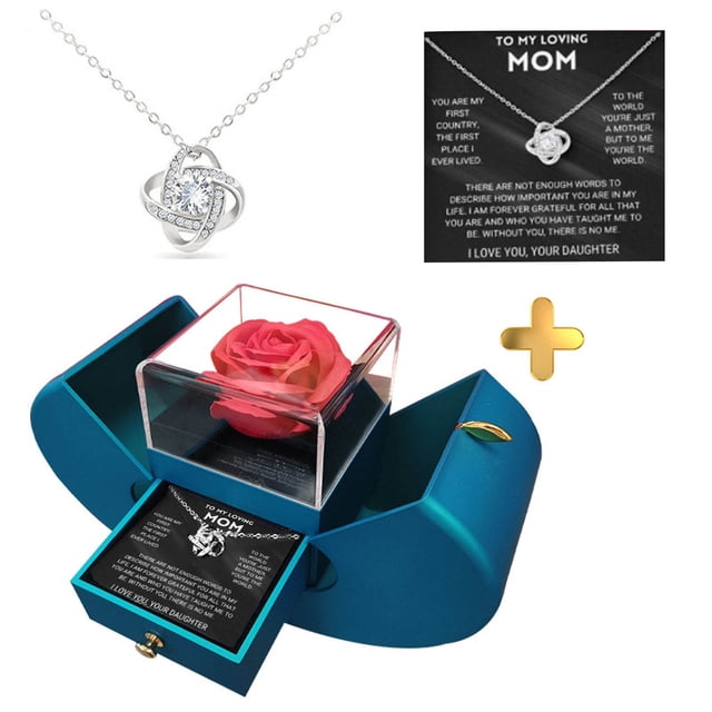 Boovnll Déco de Chambre, Boîte de Roses Rouges Réelles en Forme de Fruit Préservée, Cadeaux avec Collier et Carte pour Elle, Maman, Femmes, Petite Amie, Épouse, Idées de Cadeaux pour Anniversaire, Saint-Valentin, Noël, Déco Maison