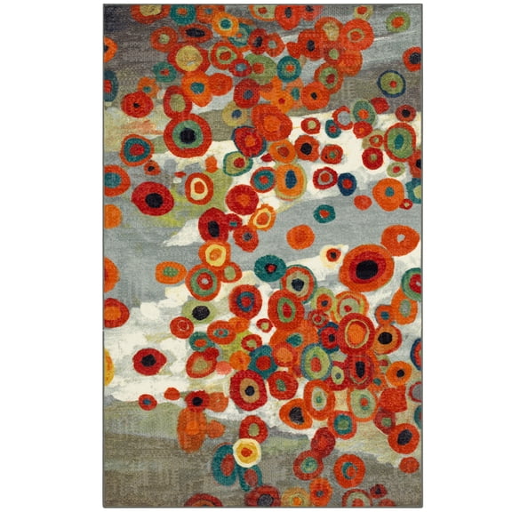 Mohawk Home Strata Tossed Floral Multi Printed Area Rug, 5'x8', Grey & Orange