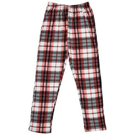North 15 - Girls Super Cozy Plaid Minky Fleece Pajama Bottom Lounge Pants-L1527G-Design9-14