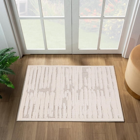 Luxe Weavers Modern Abstract Cream 2x3 Entryway Rug, High Low Carpet