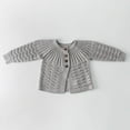 thumbnail image 3 of GYRATEDREAM Infant Baby Girls Cotton Knit Cardigans Long Sleeve Crewneck Hollow Cable Knit Thin Sweater Toddler Button Tops Coat Outwear Gray for 3-24M, 3 of 7