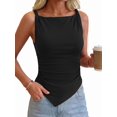 thumbnail image 4 of Asymmetrical Tops for Women Sleeveless Twist Straps Slim Fit Y2K Ruched Tank Shirts Going Out Top, 4 of 9
