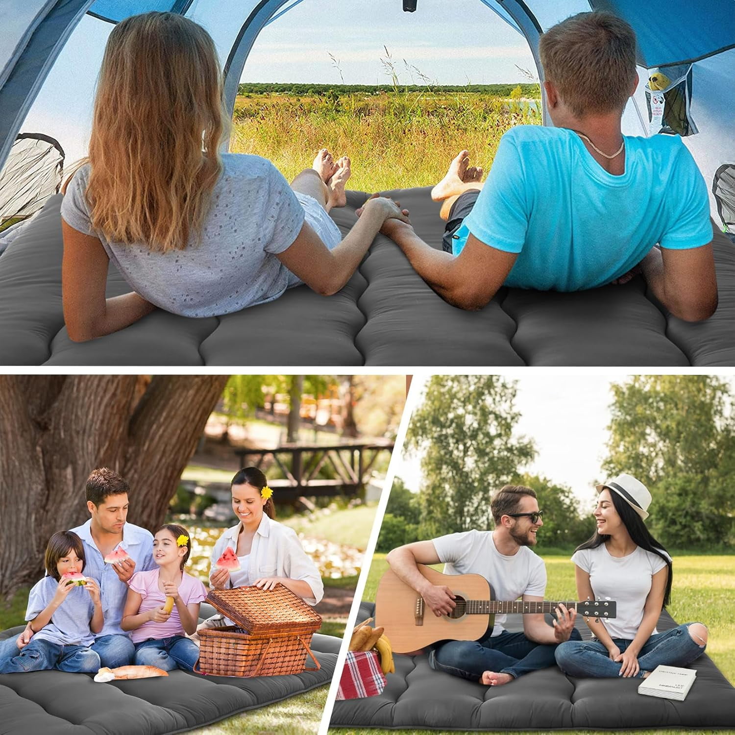 Trilenars Japanese Futon Mattress FULL Size,Floor Mattress for Adults Futon Floor Mat Foldable Sleeping Mattress,Tatami Mat,Camping Pad,Wave Dark Grey