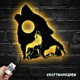 thumbnail image 3 of Craftnamesign Wolf On The Moon Metal Wall Art LED Light, Howl Wolf Sign, Srescent Moon Home Decor, 3 of 5