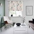 thumbnail image 4 of Teal Beige Tropical Leaves Kitchen Curtains Small Short 39 Inch Length, Farmhouse Burlap Aesthetics Grommet Bedroom Living Room Curtains, Light Filtering Cafe Curtain Drapes 2 Panels Set 55''x39'', 4 of 9