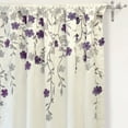 thumbnail image 3 of DriftAway Isabella Faux Silk Embroidered Window Curtain Embroidered Crafted Flower Lined with Thermal Fabric Single Panel 84"L x 42"W Ivory Purple, 3 of 4
