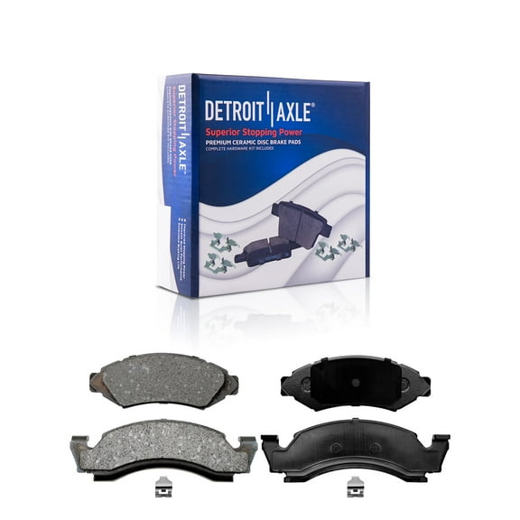 Detroit Axle - Front Ceramic Brake Pads w/ Hardware Assembly Replacement for 1987 1988 1989 1990 1991 1992 1993 Ford Bronco F-150 E-150 Econoline