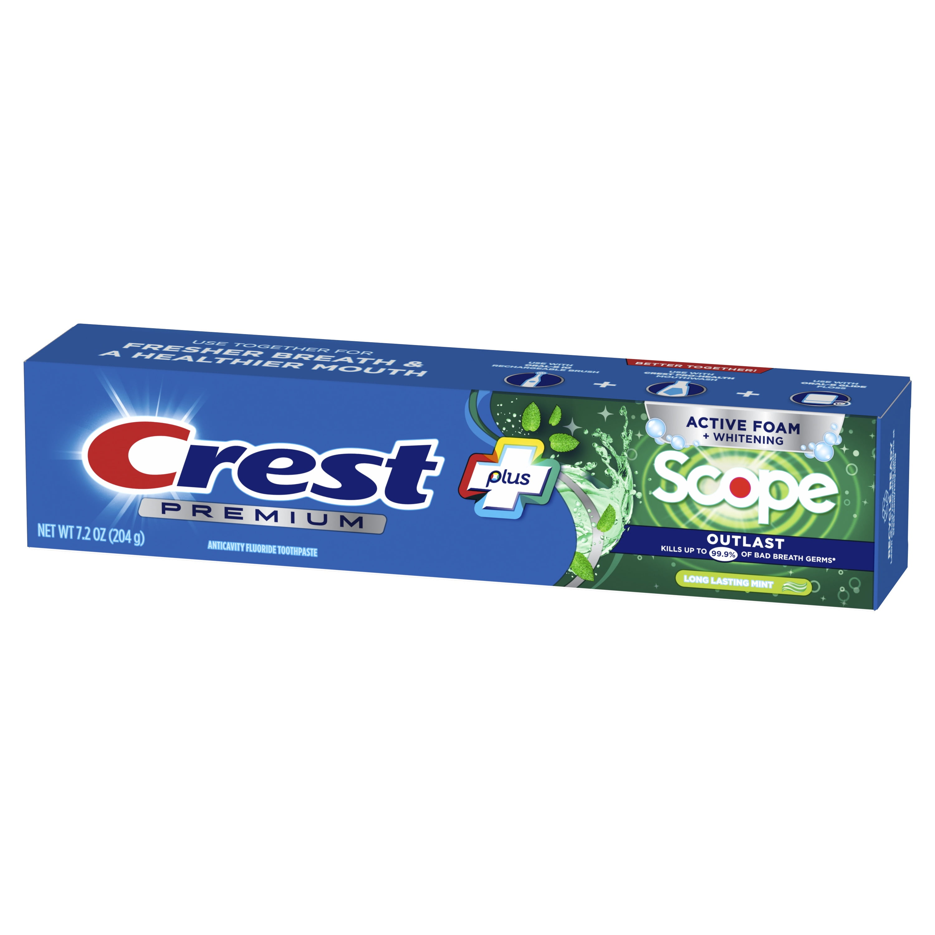 Crest Premium Plus Scope Outlast Toothpaste, Long Lasting Mint Flavor 7.2 oz
