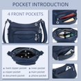 thumbnail image 5 of Crossbody Bag for Women Multi Pocket PU Leather Shoulder Handbag Large Capacity Lightweight Purse for Daily Use, 5 of 6