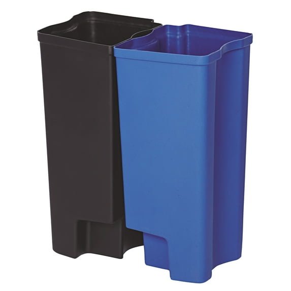 Rubbermaid Commercial Step-On Rigid Dual Liner For Resin Front Step, Plastic, 8 gal, Black/Blue