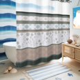 thumbnail image 5 of No Hook Shower Curtain, Brown Geometric Shower Curtains for Bathroom with See Through Top Window, Stripes Boho Spring Flowers Pastoral Country Waterproof & Washable Bath Curtain Standard 72"x72", 5 of 9