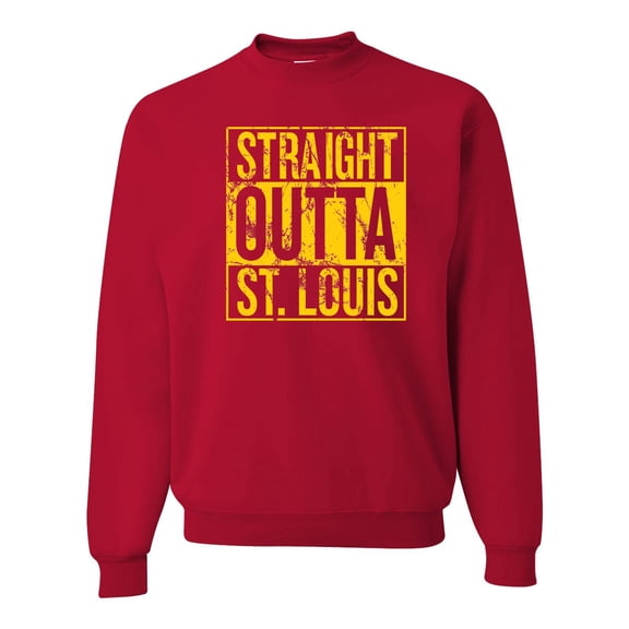 Straight Outta St. Louis STL Fan | Fantasy Baseball Fans | Mens Sports Crewneck Graphic Sweatshirt, Red, Small
