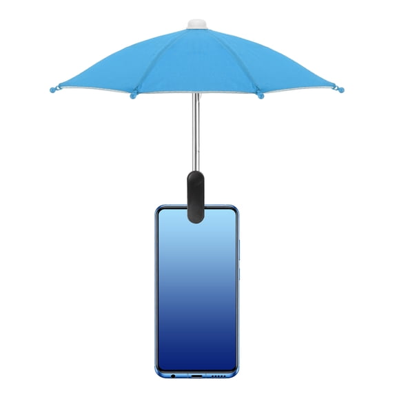 Uxcell Phone Umbrella - Adjustable Cell Phone Umbrella Sun Shade with Stable Clip Universal Mini Cellphone Shade Cover for Beach/Pool/Outdoor, Light Blue