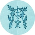 thumbnail image 1 of Ahgly Company Tapis Rond Lavable en Machine Intérieur Transitionnel Bleu Électrique, 5 Pieds Rond, 1 of 7