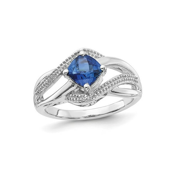 1.35 Carat (Ctw) Lab Created Ceylon Blue Sapphire Ring in Sterling Silver for Women