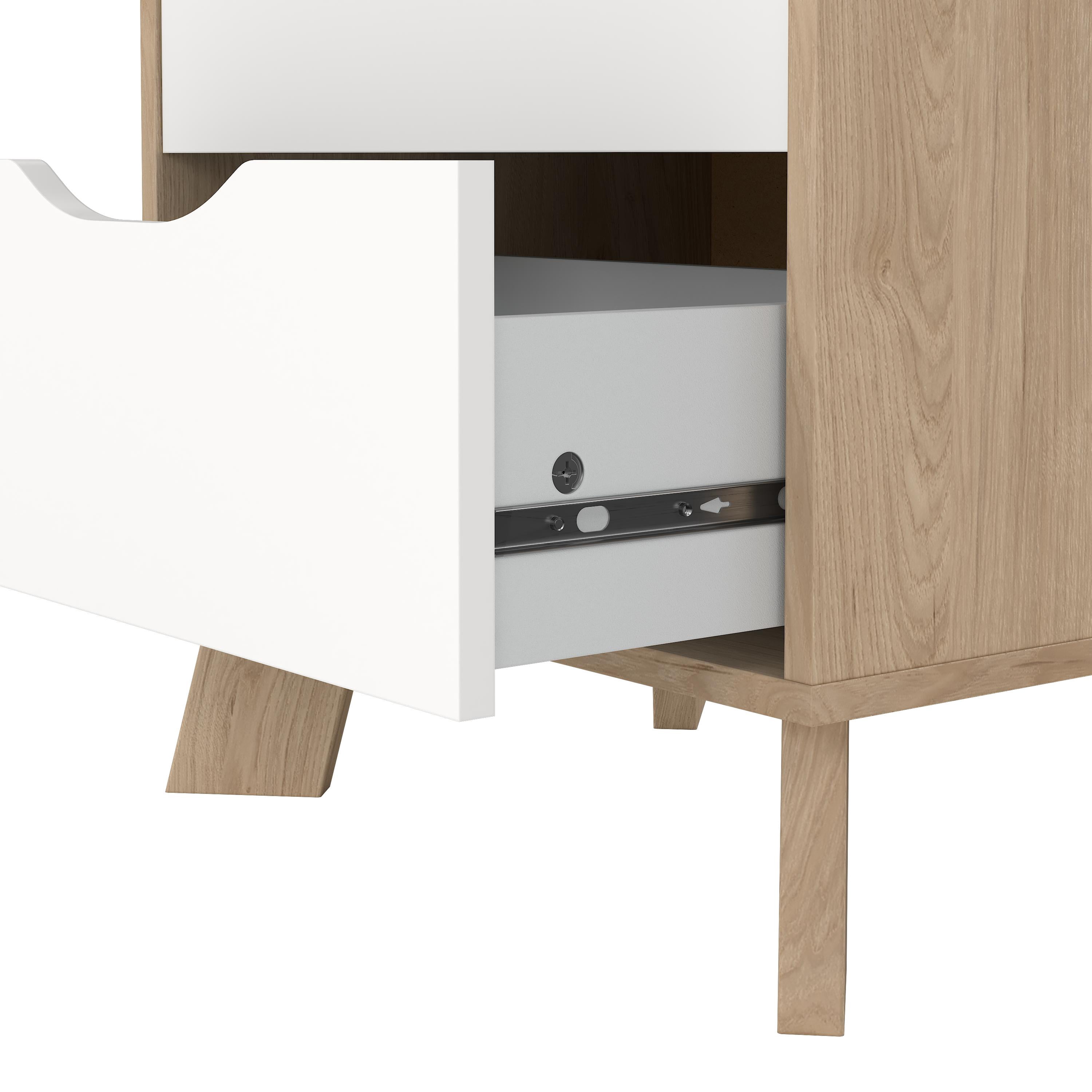 Tvilum Ikast 2 Drawer Jackson Hickory and White Nightstand - Set of 2