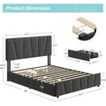 thumbnail image 2 of Full Size Bed Frame with Adjustable Headboard and 4 Storage Drawers, Soft Upholstered Platform Full Bed Frames with Wooden Slats Support, No Box Spring Needed, Grey, 2 of 8