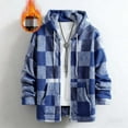 thumbnail image 6 of gbyLJF Men's Plaid Fleece Jacket Long Sleeve Full Zip Sweatshirt Cardigan Casual Round Neck Drawstring Hooded Jackets with Pockets, 6 of 8