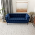 thumbnail image 5 of Allen 78" Contemporary Mid-Century Velvet Sofa, Upholstered Tufted Foam Padded Cushion Couch for Living Room Office Apartment, in Blue, 5 of 7