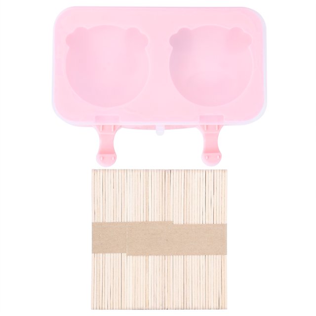 Molde para hacer helados DIY Ormromra de silicona de grado alimenticio con 2 rejillas con cubierta y palos para uso doméstico (2) cabezas de cerdo 50 palos