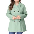 thumbnail image 2 of MODA NOVA Juniors Plus Size Double Breasted Mid-Length Overcoat Green 2X, 2 of 5