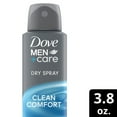 thumbnail image 2 of Dove Men+Care Long Lasting Antiperspirant Deodorant Dry Spray, Clean Comfort, 3.8 oz, 2 of 13