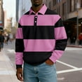 thumbnail image 3 of Men's Casual Long Sleeve Color Block Button Down Collar Loose Fit Top for Spring Fall Urban Style,Pink,XL, 3 of 5
